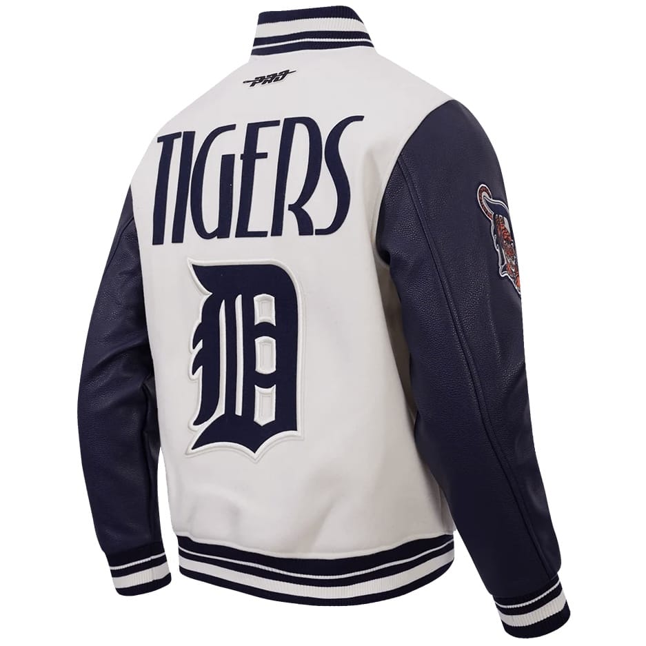 Pro Standard MLB D. Tigers Original Players Varsity Jacket (Eggshell/M.Navy)