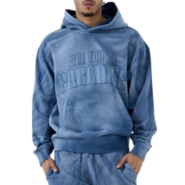 See You In Paradise Oasis Washed Pullover Hoodie (Blue) 8864H