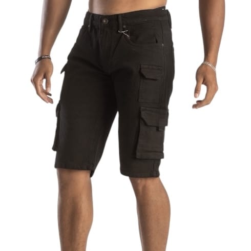 Cest La Vie Washed Twill Multi Pocket Cargo Short (Jet Black)