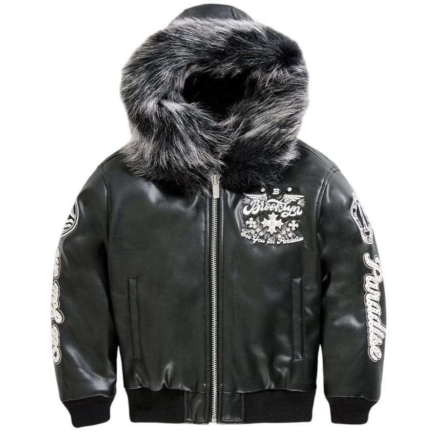 Boys See You In Paradise Brooklyn Hooded Bomber Jacket (Black) 91681B