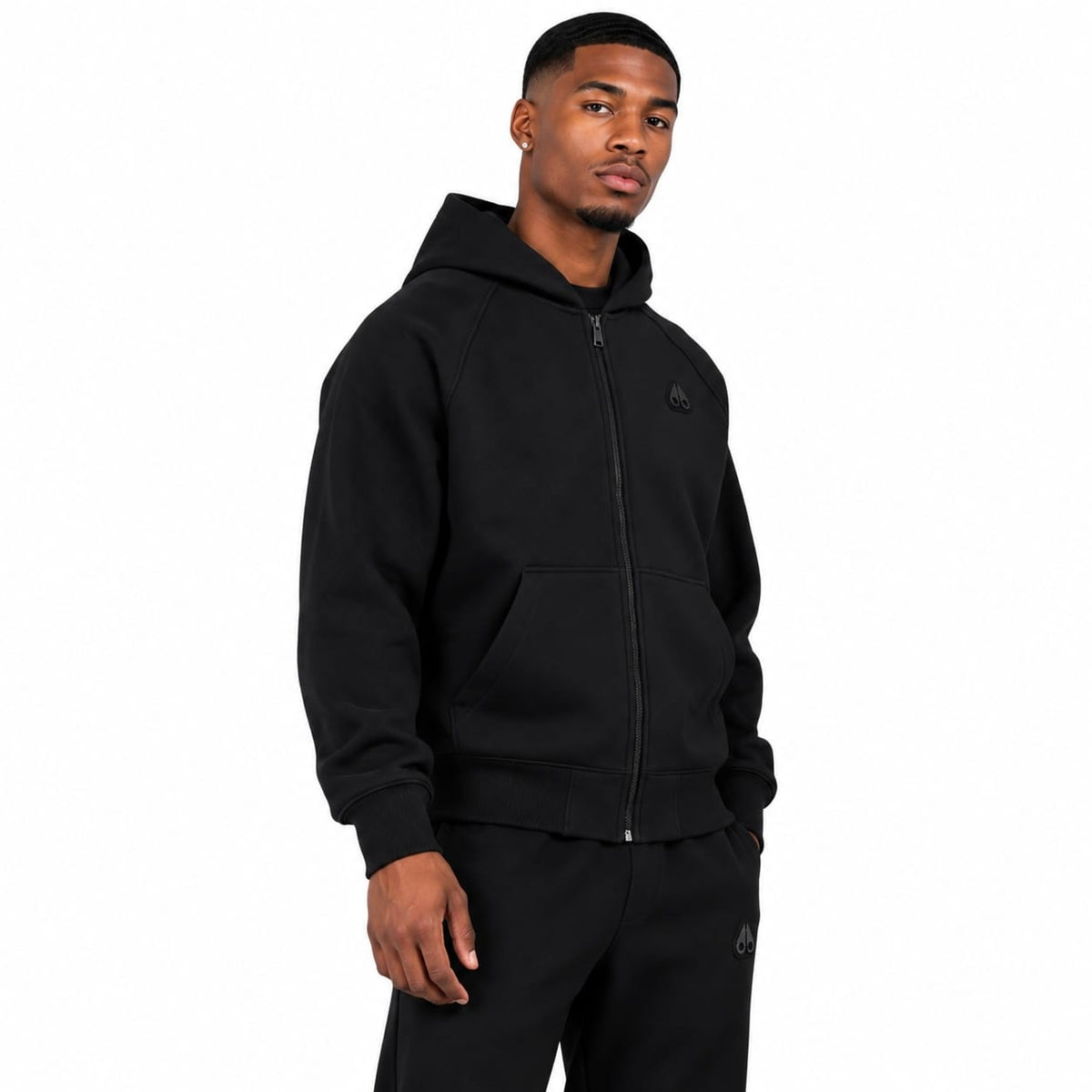 Moose Knuckles Yul Zip Up Hoodie & Jogger Set (Black)