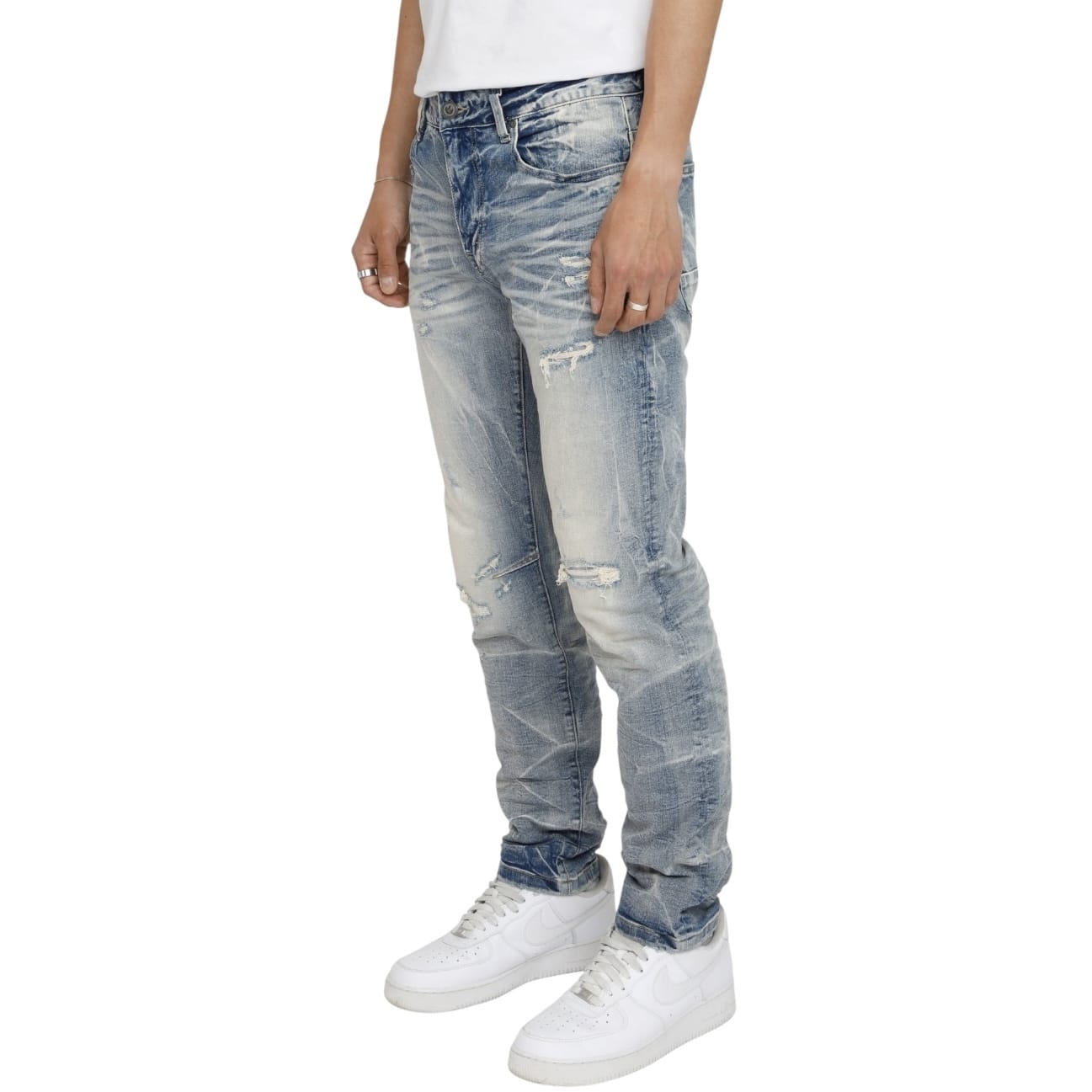 Smoke Rise Honeycomb Effect Washed Jeans (Highland Blue) JP26F205