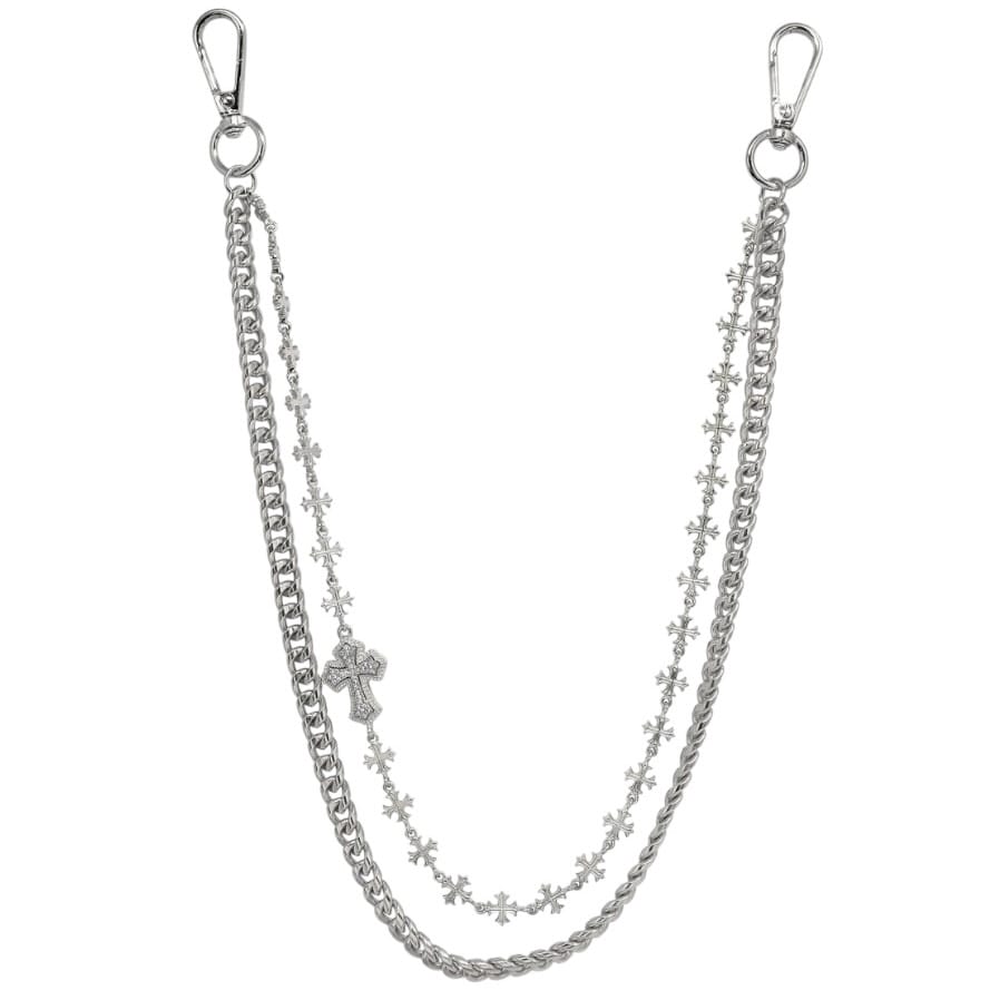 Jewelry Essential Layered Cross Cuban Pants Chain (Silver) BKC-158S