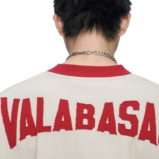 Valabasas Seam Stitch Tee (Cream/Red) VLBS-VT1-1126