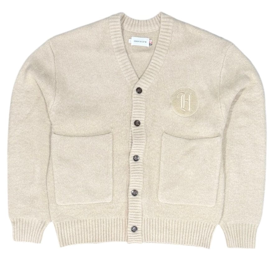 Honor The Gift Stamped Patch Cardigan (Tan) HTG230350