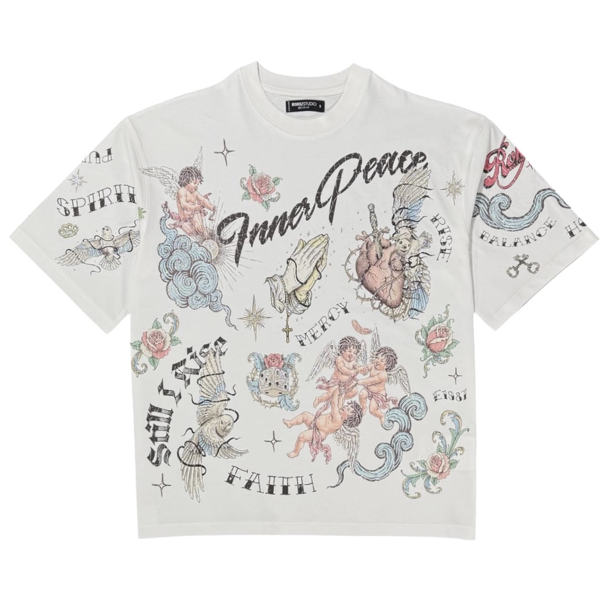 Roku Studios Faith Faded Boxy Tee (White) RK1482091-WHT