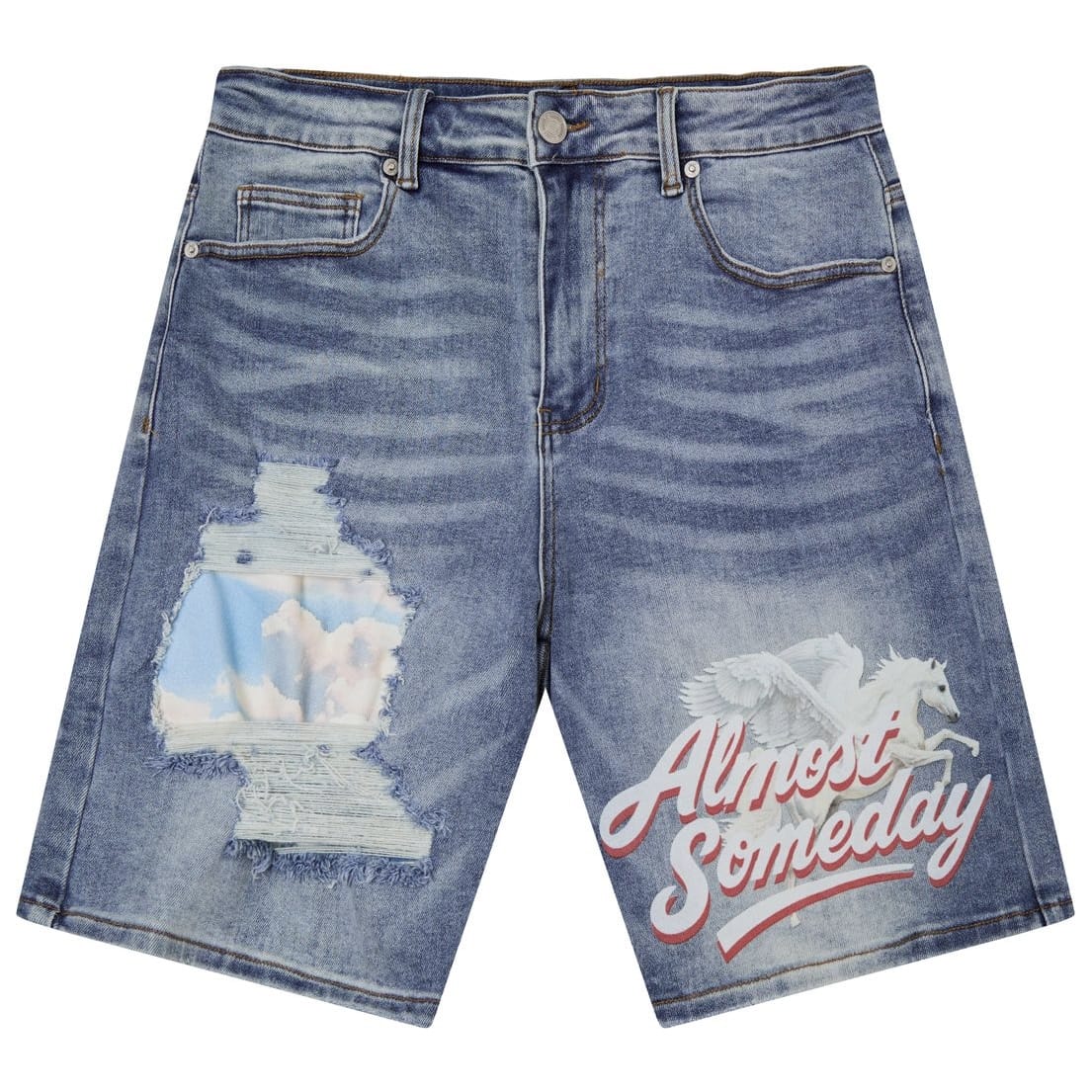 Almost Someday Pegasus Denim Short (Blue) AS-S26-111