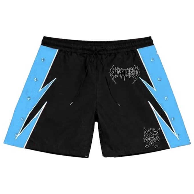 Shattered Hearts Logo Nylon Short Set (Black/Blue)