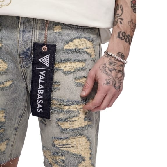Valabasas Incise Denim Shorts (Vintage Wash) VLBS-VSH1-1009