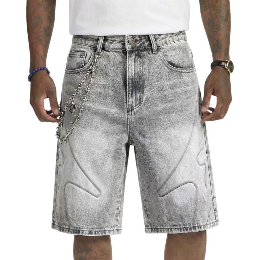 Melee Shogun Embossed Denim Shorts (Gray Wash) ML26-SUM2-22