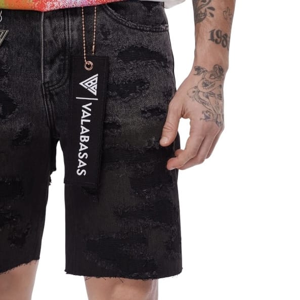 Valabasas Incise Denim Shorts (Grey Wash) VLBS-VSH1-1009
