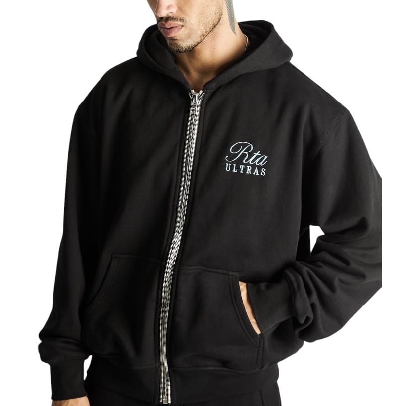 Rta Zev Oversized Zip Hoodie (Black Ultra Crest)