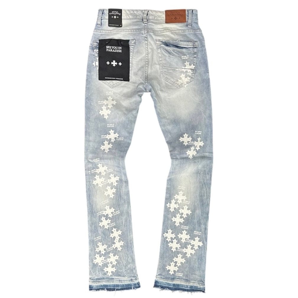 See You In Paradise Stamp Stacked Denim (Light Blue) JTF2293