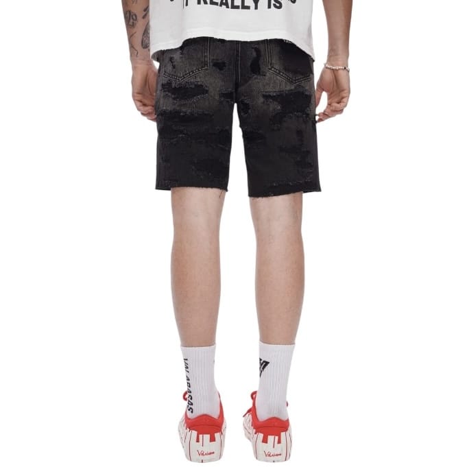 Valabasas Incise Denim Shorts (Grey Wash) VLBS-VSH1-1009