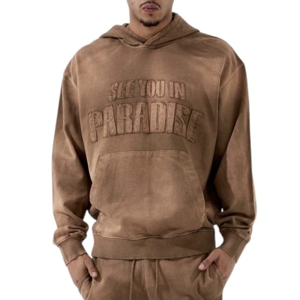 See You In Paradise Oasis Washed Pullover Hoodie (Brown) 8864H