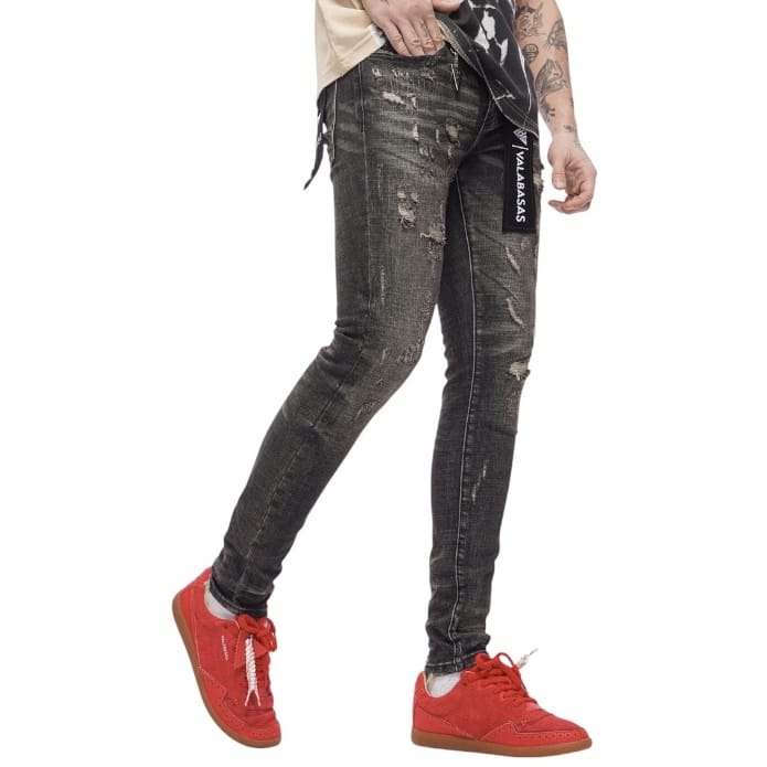 Valabasas Collage Skinny Denim (Grey Vintage Wash) VLBS-VJ1-1011