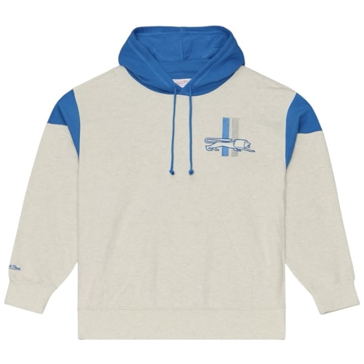Mitchell & Ness Detroit Lions Retro Roots French Terry Hoodie (Cream/Blue)