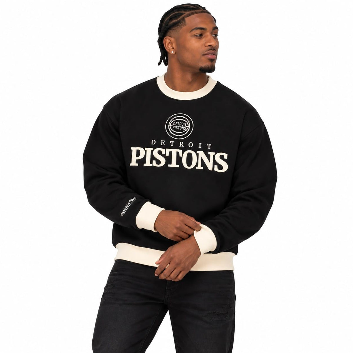 Mitchell & Ness NBA Detroit Pistons Cookies & Cream Crewneck (Black)
