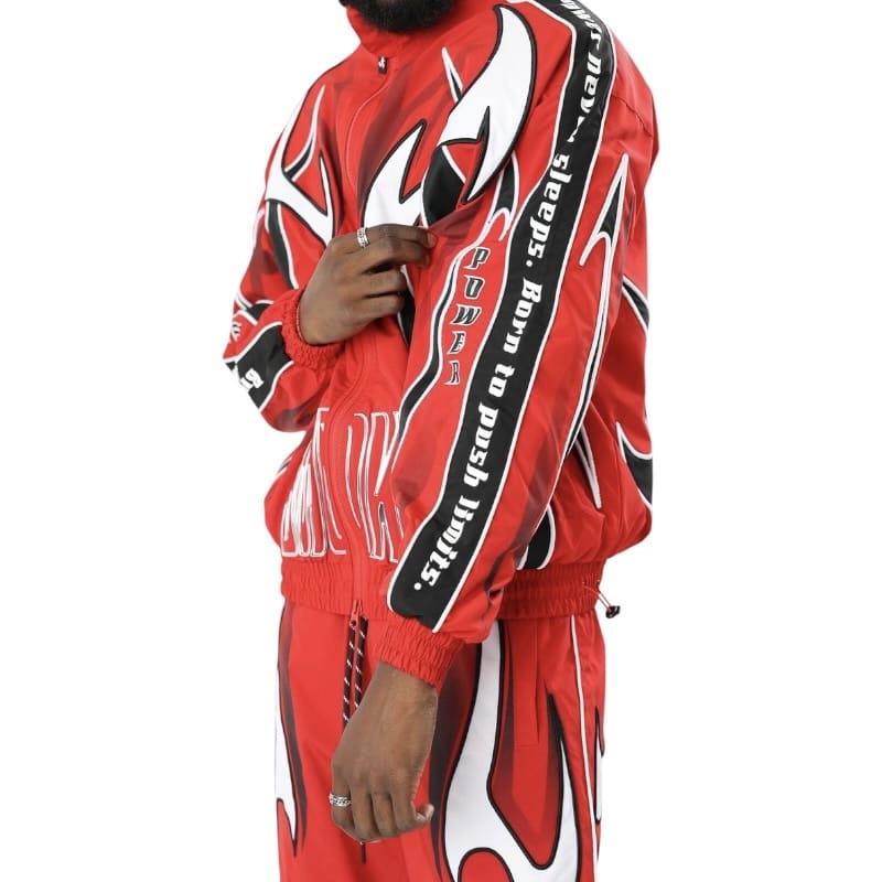 Smoke Rise Power Windbreaker Jacket & Pants Set (Red)