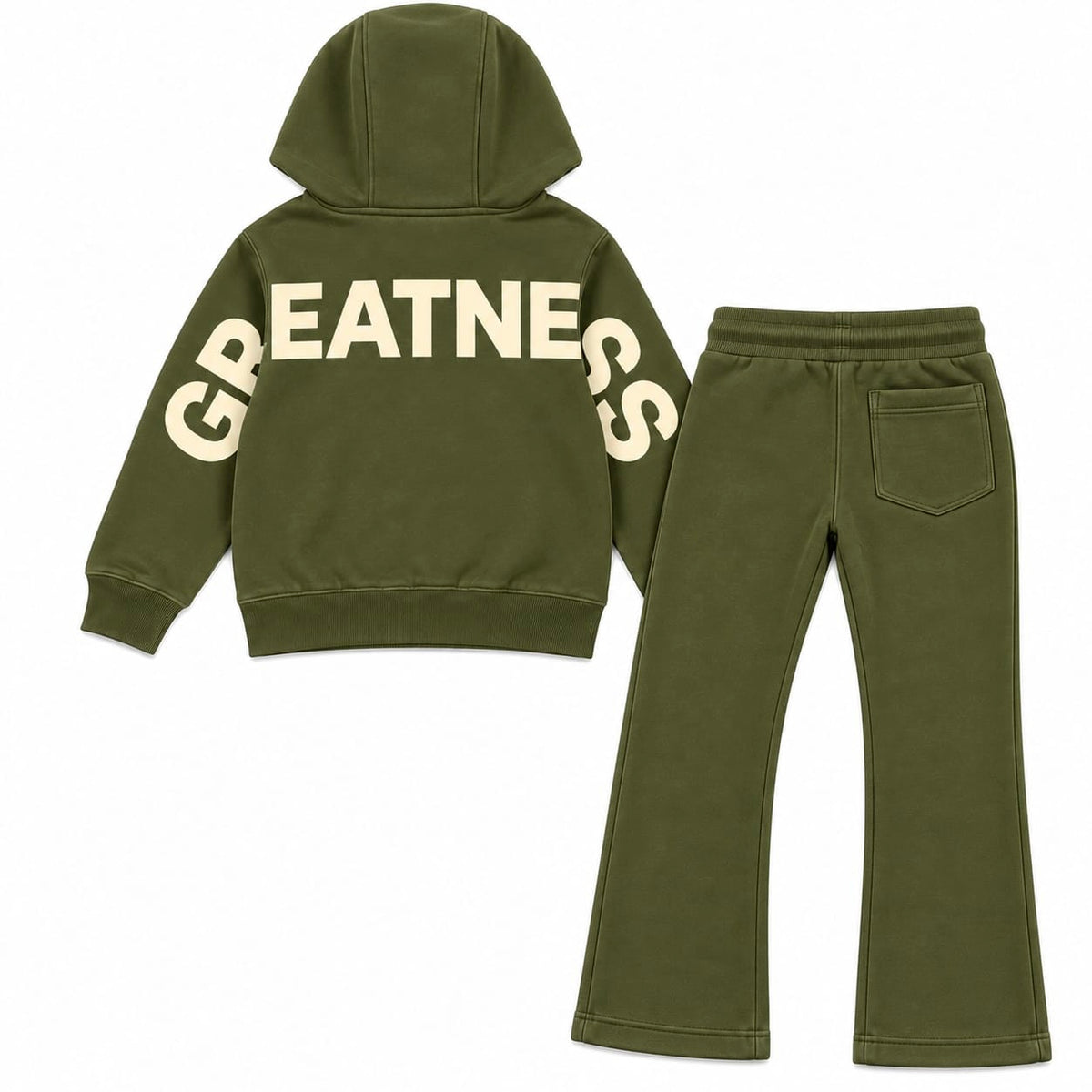 Kids See You In Paradise Wingspan Hoodie & Sweatpants Set (Olive/Cream)