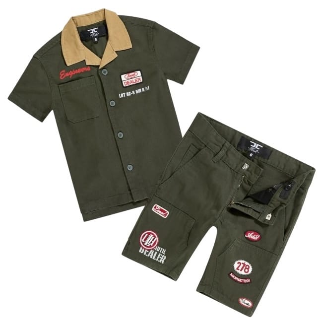 Kids Jordan Craig Re-up Mechanic Short Set (Dark Green)