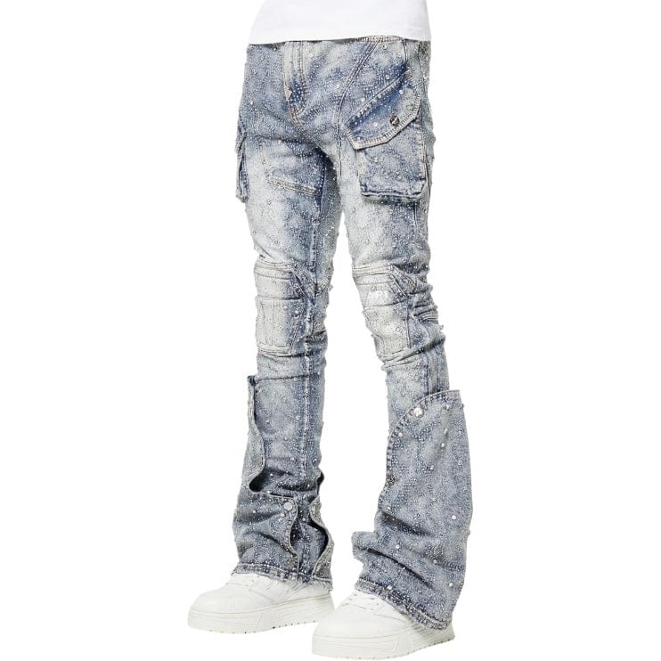 Guapi Coffin Arc Embellished Denim (Aqua Blue)