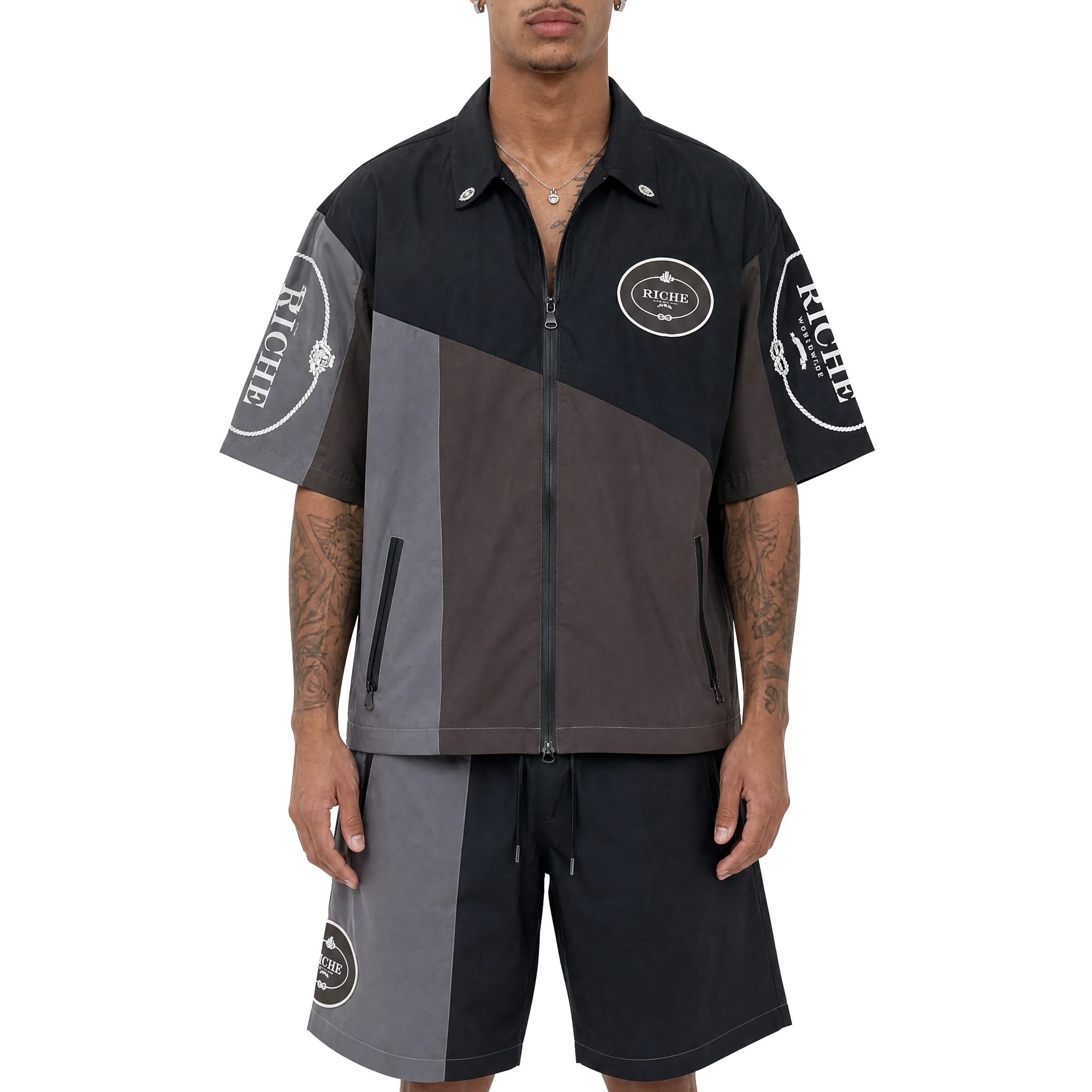 Vie Riche Monoblock Jacket Short Set (Black) VR2050/VR2051-BLK
