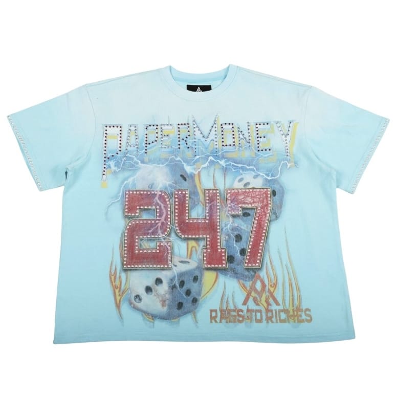 Paper Money Rolling Dice Tee (Light Blue) BH3559G