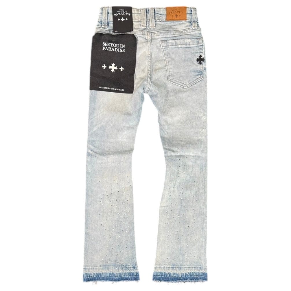 Kids See You In Paradise Rhinestones Stacked Denim (Ice Blue) JTF2315KB