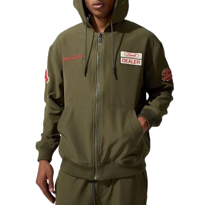 Jordan Craig Local Dealer Zip Up Windbreaker Hoodie (Olive) 8838H