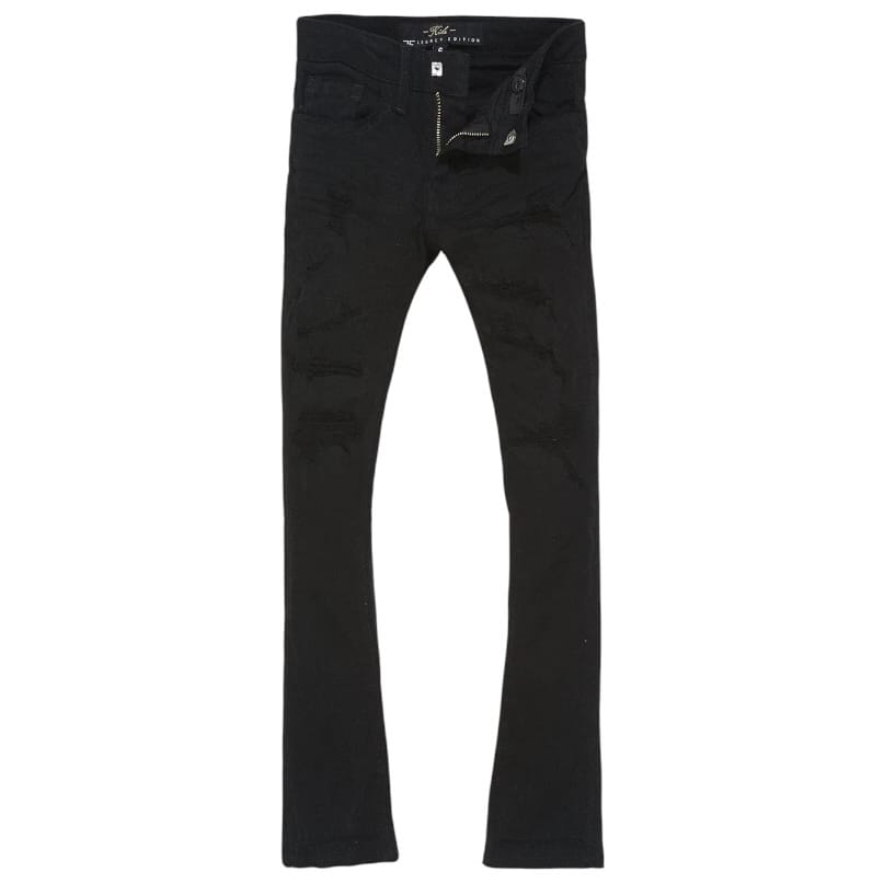 Kids Jordan Craig Stacked Tribeca Twill Pants (Black) JTF934RK