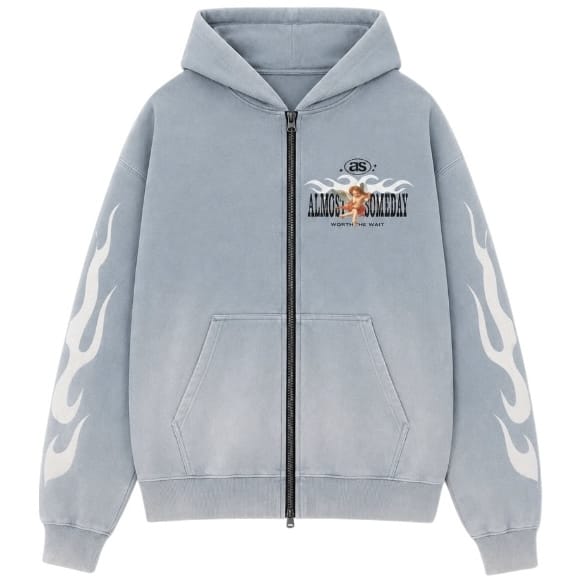 Almost Someday Members Zip Hoodie & Flare Sweatpants Set (Light Blue)