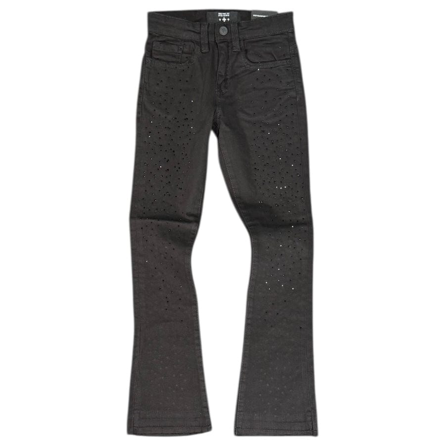 Kids See You In Paradise Rhinestones Stacked Denim (Jet Black) JTF2315AKB