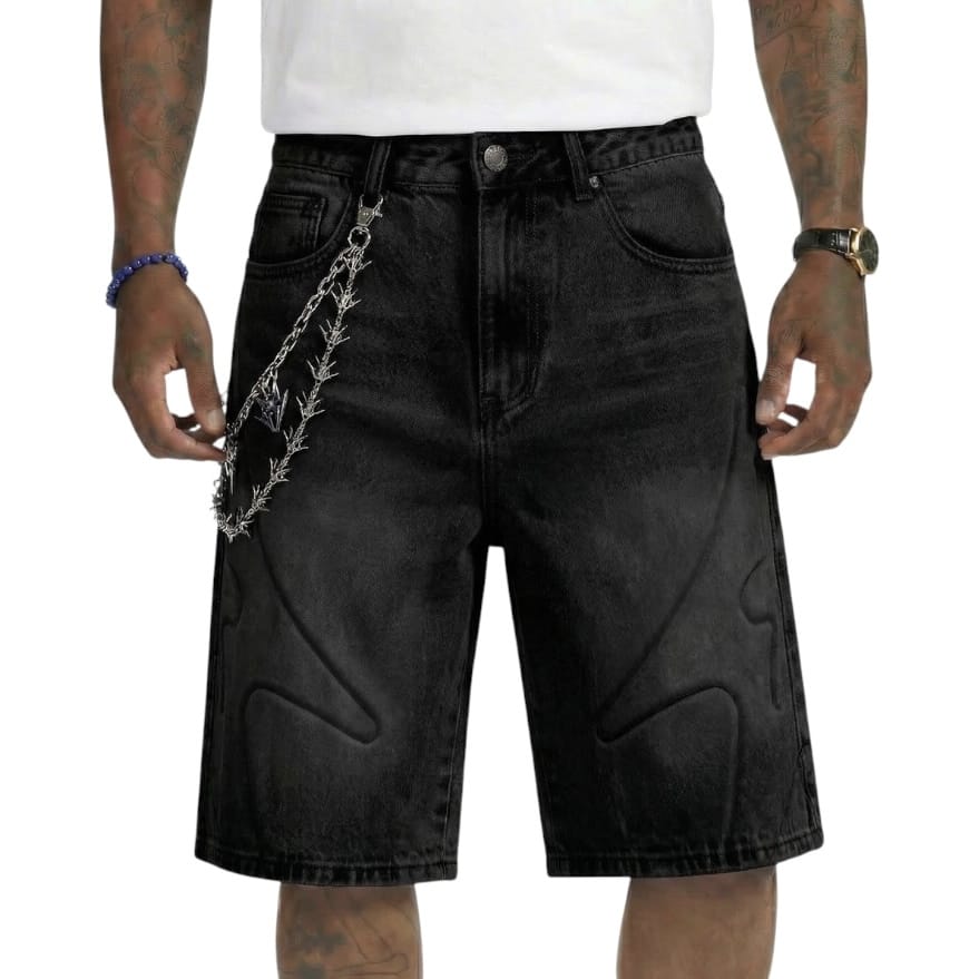 Melee Shogun Embossed Denim Shorts (Black) ML26-SUM2-10