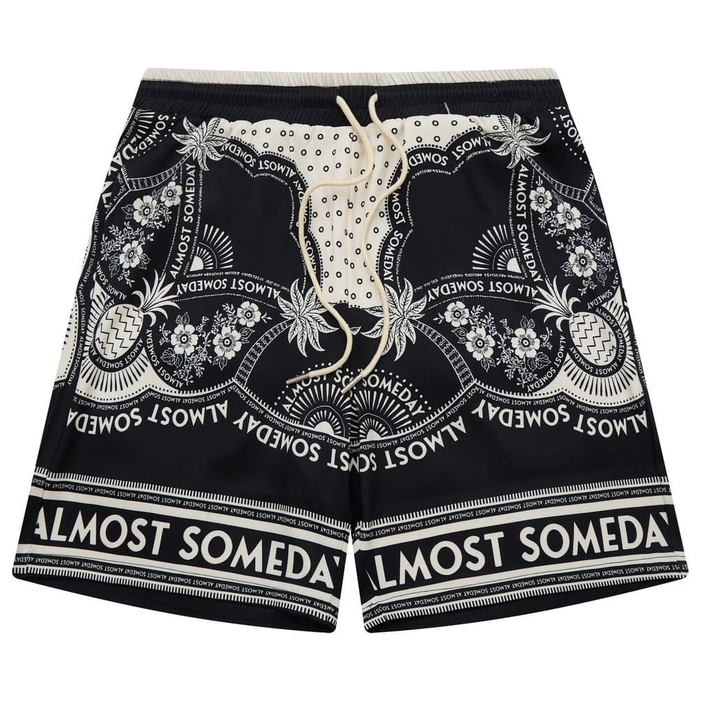 Almost Someday Habana Button Up & Short Set (Black/Cream)