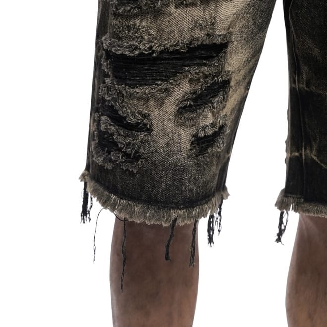 Valabasas Clipped Denim Shorts (Grey Wash) VLBS-VSH2-1034