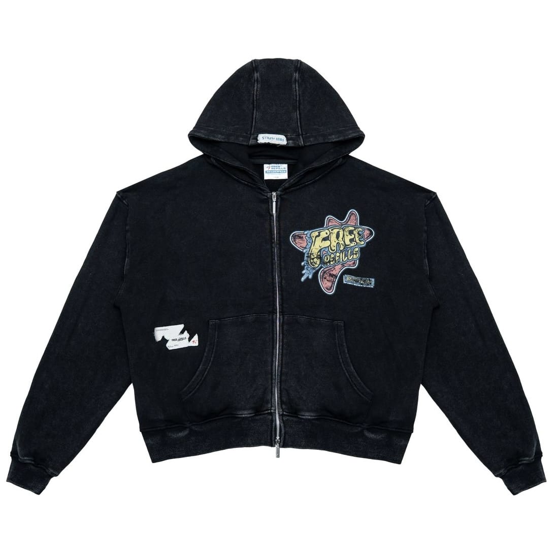 Free Refills Amoeba Zip Up Hoodie (Black) FR-H25-036