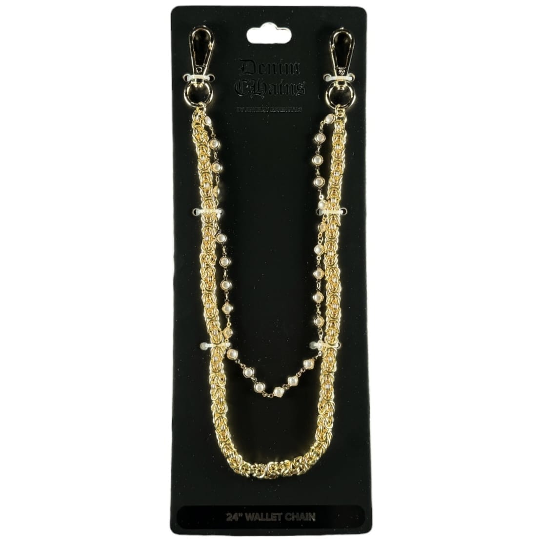 Jewelry Essentials Double Layered Pearl Beaded Pant Chain (Gold) BKC-213G