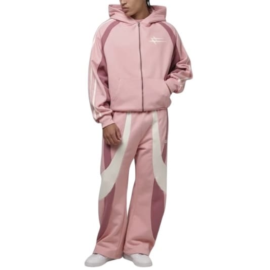 Loiter Hybrid Tek Zip Hoodie & Sweatpants Set (Pink)