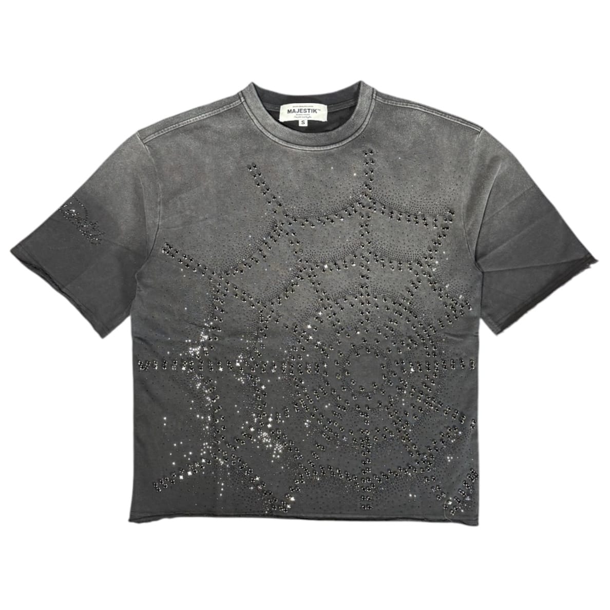 Majestik French Terry Rhinestone Stud Short Set (Black)