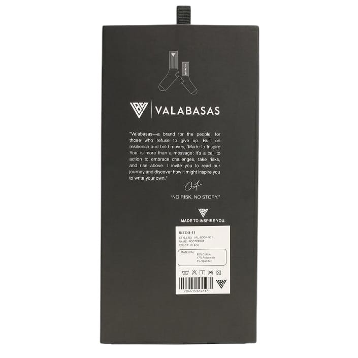 Valabasas Footprint Socks (Black) VAL-SOCK-001
