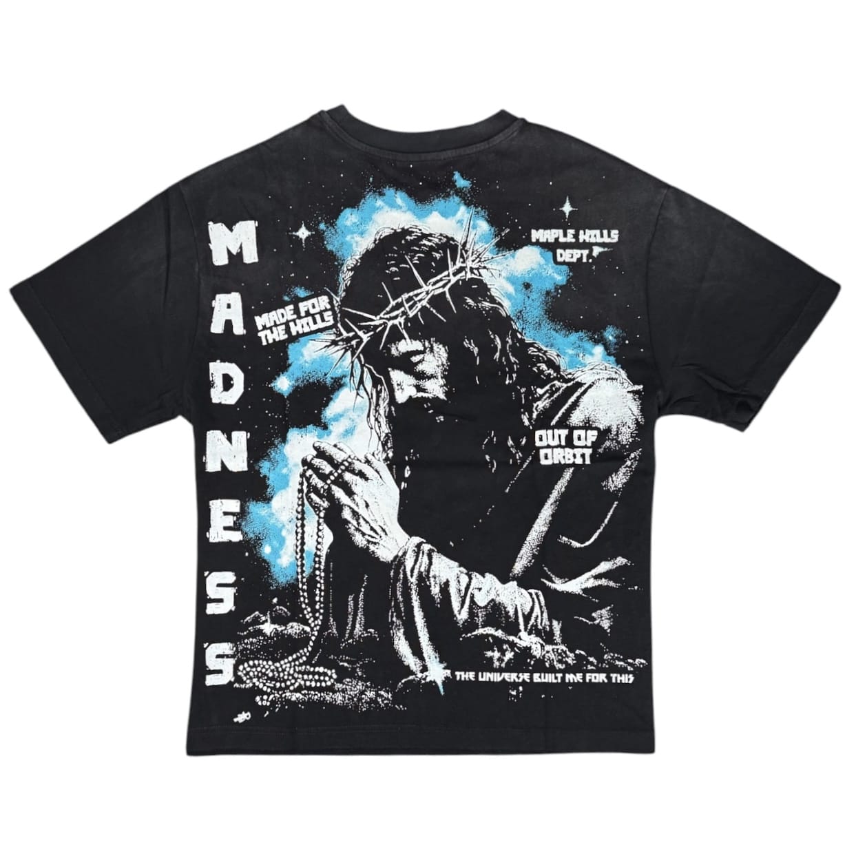 Point Blank Madness Rhinestone Tee (Black/Carolina Blue)
