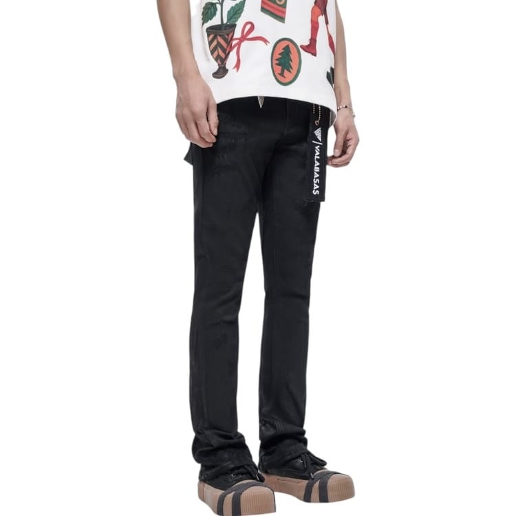 Valabasas Wired Stacked Jeans (Black Waxed) VLBS-VJ3-1103
