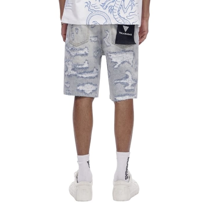 Valabasas Incise Denim Shorts (Light Blue Wash) VLBS-VSH1-1009