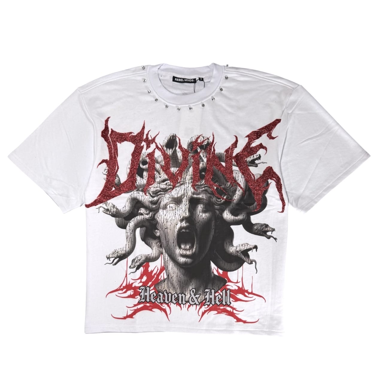 Rebel Minds Divine Medusa Crop Tee (White) 610-11131