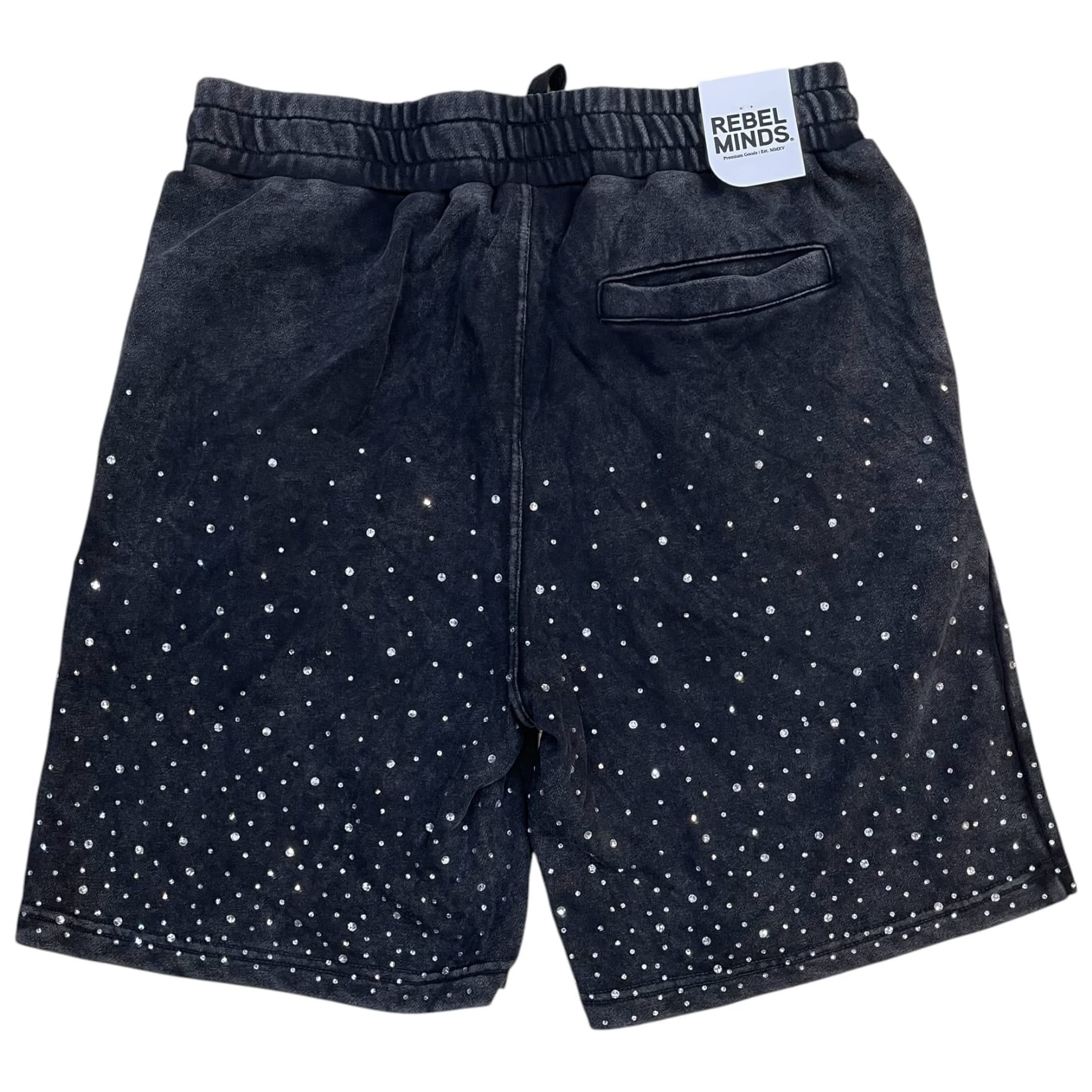 Rebel Minds Washed Rhinestone Galaxy Shorts (Black) 610-11966