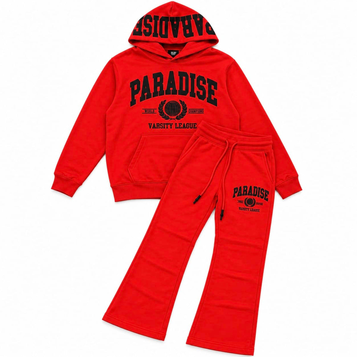 See You Paradise High Density Collegiate Hoodie & Sweatpants Set (Red)