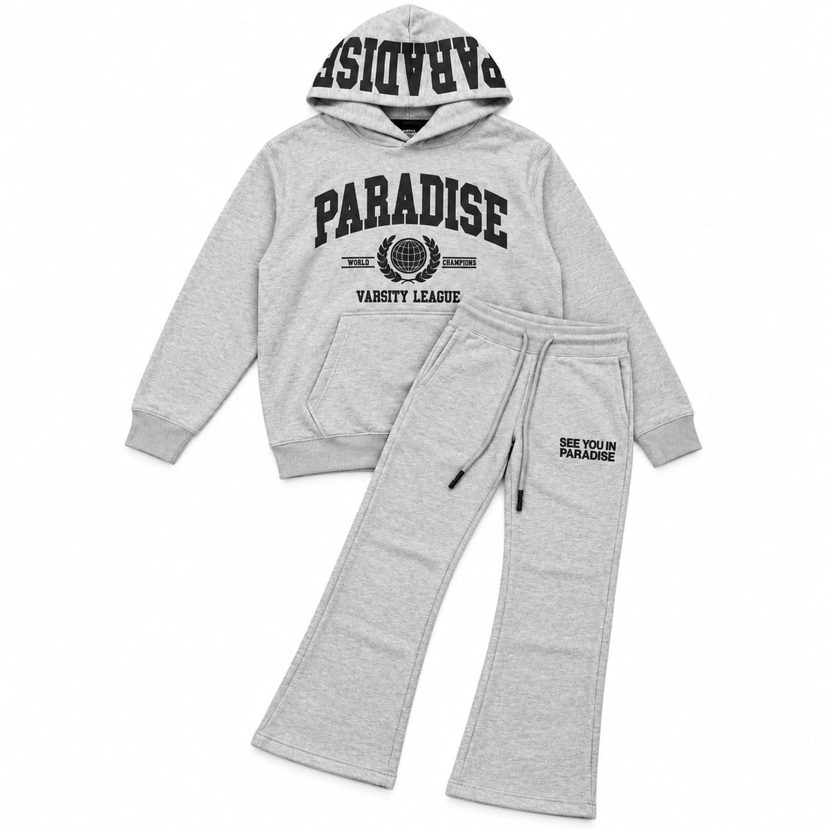 See You Paradise High Density Collegiate Hoodie & Sweatpants Set (H/Grey)