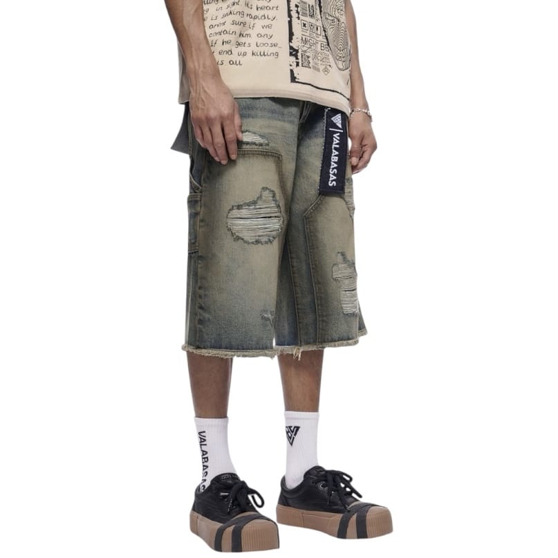Valabasas Revolt Baggy Denim Shorts (Dirty Vintage Wash) VLBS-VSH2-1035