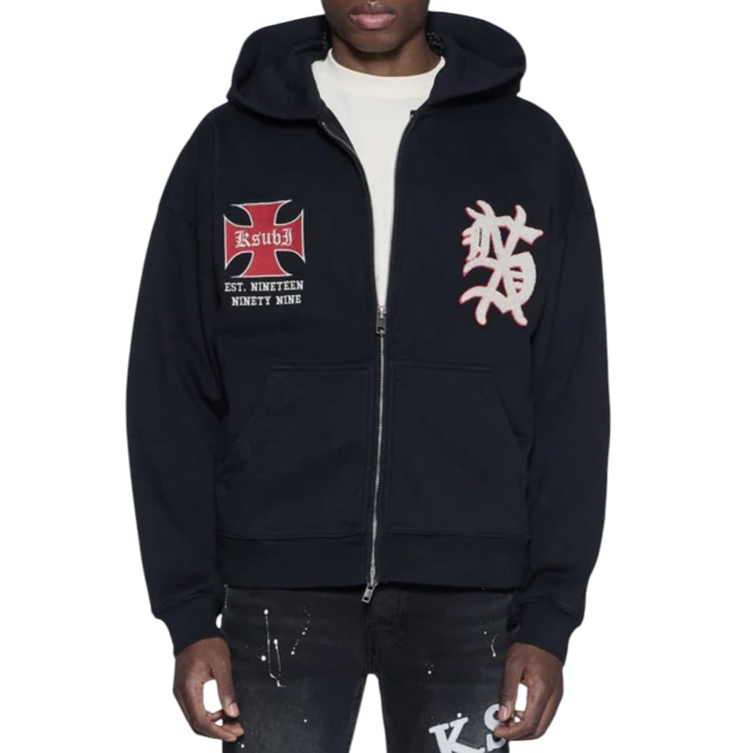 Ksubi League Ekcess Zip Hoodie (Jet Black) MSP26FL002